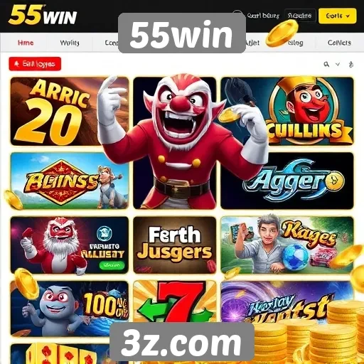 Diversidade de jogos disponíveis no site 55win